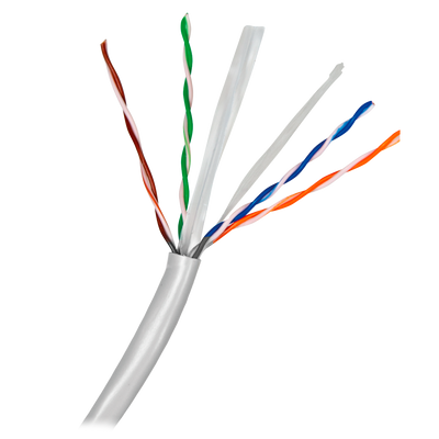 Cavo UTP Safire Categoria 6 - Conduttore CCA - Diametro 23 AWG-0,58mm - Soddisfa il test Fluke 90m - Guaina LSZH - Distrubuito in scatola da 100m / Colore grigio