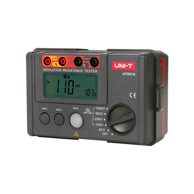 Misuratore di resistenza di isolamento elettrico - Display LCD fino a 2000 conteggi - Misurazione della tensione AC fino a 600V - Spegnimento automatico - Intervalli 500V/1000V/2500V