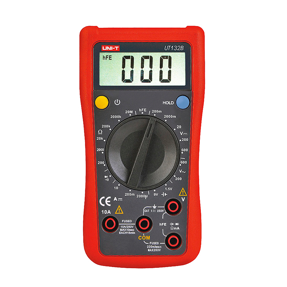 Multimetro digitale portatile - Misurazione della tensione DC e AC fino a 600V  - Misura della corrente DC fino a 10A - Misurazione della resistenza | Test di diodi e hFE - Test di batteria - Cicalino per test di continuità