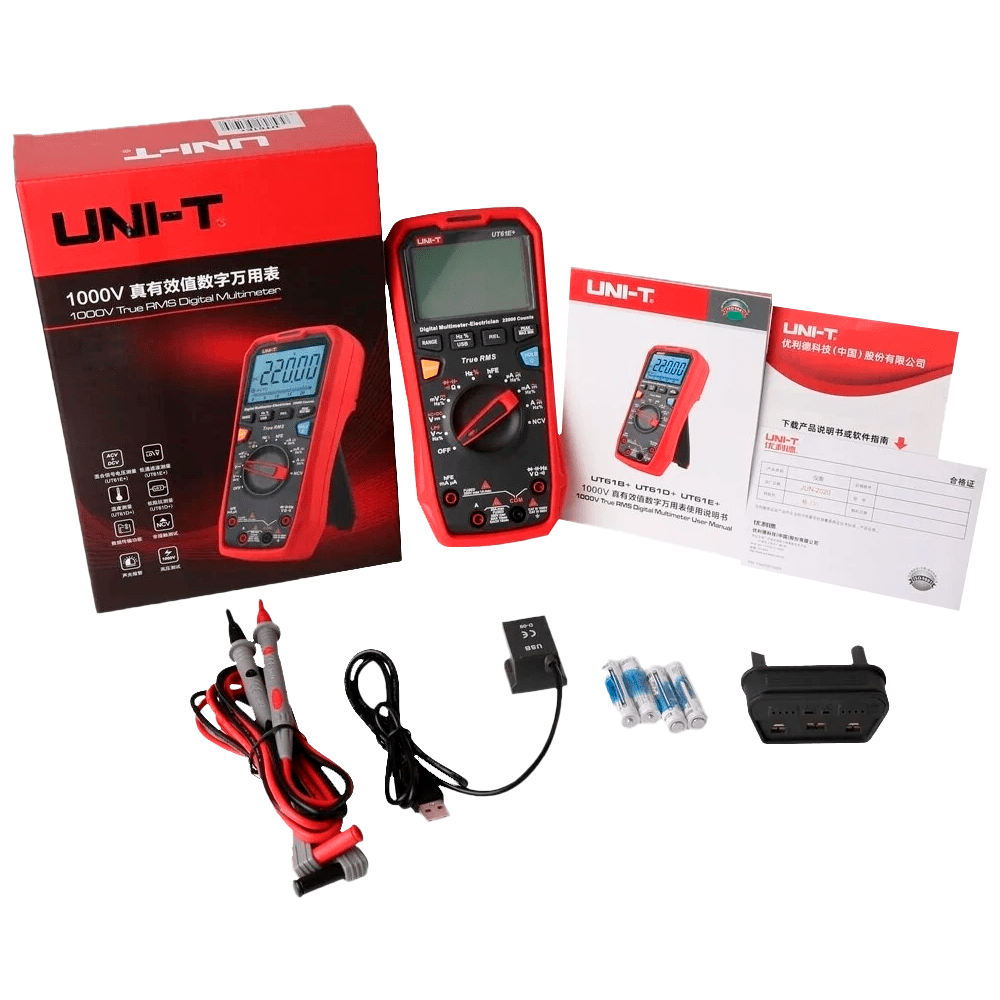 CAT III digital multimeter - LED display up to 6000 points - Measurement in DC and AC up to 1000V and 10A - Connection with PC - High precision in AC with True RMS function - Medium resistance and capacitance