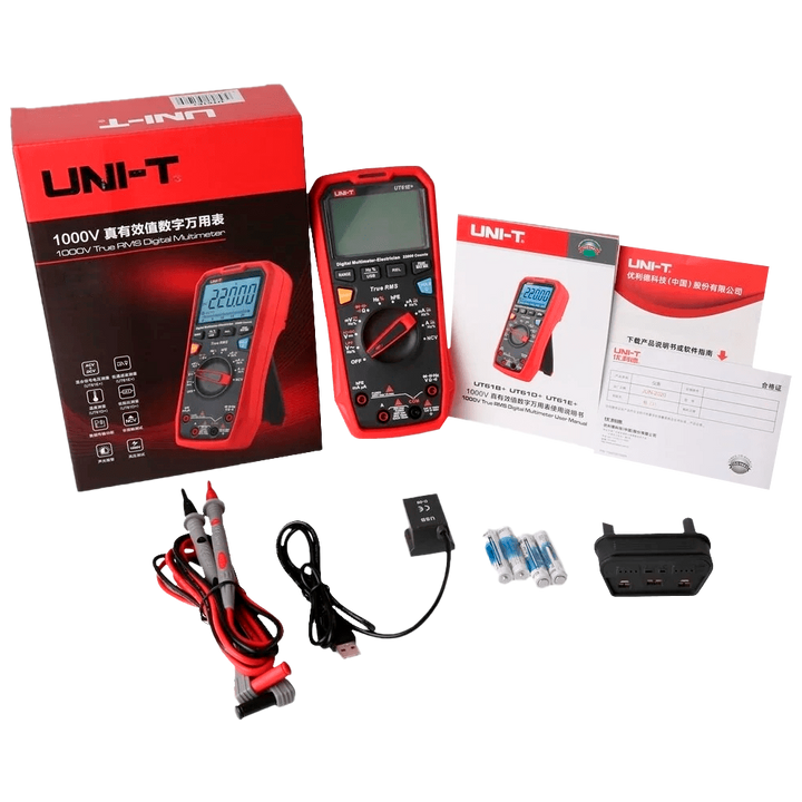 Multimetro digitale CAT III - Display a LED fino a 6000 account - Misurazione DC e AC fino a 1000V e 20A - Connessione al PC - Alta precisione AC con funzione True RMS - Misura la resistenza, la capacitanza e la temperatura