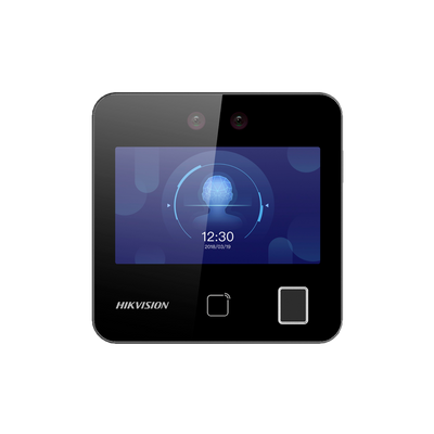 Controllo accessi e presenze - Riconoscimento Facciale, impronta digitale, scheda EM e PIN - 1.500 utenti | 150.000 registri - TCP/IP, WiFi, USB, RS485 e Wiegand - Controller integrato (sensore, pulsante e relè) - iVMS-4200 | Hik-Connect