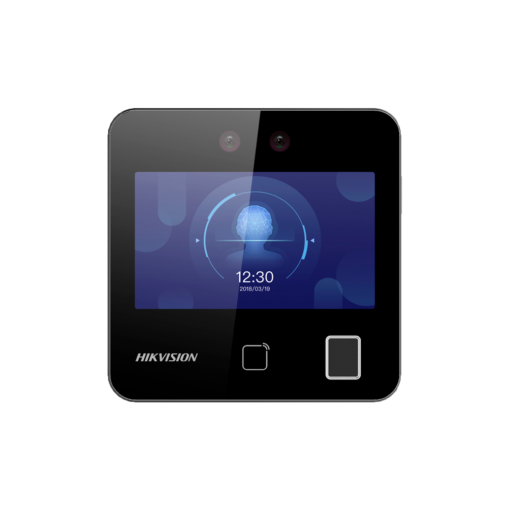 Control de acceso y asistencia - Reconocimiento facial, huella, tarjeta MF y PIN - 1.500 usuarios | 150.000 registros - TCP/IP, WiFi, USB, RS485 y Wiegand - Controlador integrado (sensor, botón y relé) - iVMS-4200 | Hik-Conectar