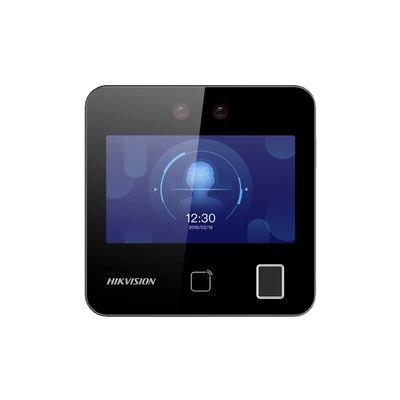 Control de acceso y asistencia - Reconocimiento facial, huella, tarjeta MF y PIN - 1.500 usuarios | 150.000 registros - TCP/IP, WiFi, USB, RS485 y Wiegand - Controlador integrado (sensor, botón y relé) - iVMS-4200 | Hik-Conectar