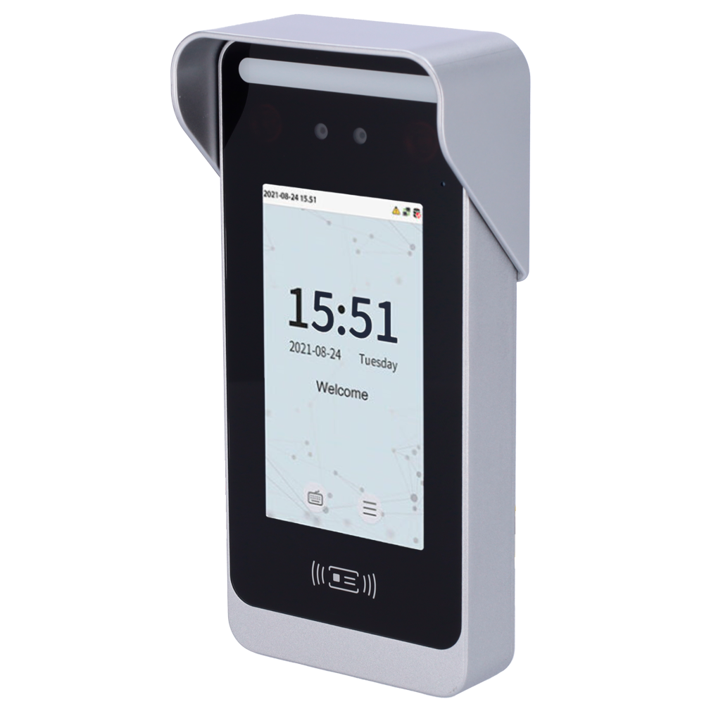 Controllo accessi e presenze - Riconoscimento facciale, del palmo della mano, scheda EM e PIN - 6.000 volti | 200.000 registri - Display 5" TFT tattile | Per esterni IP66 - Compatibile con il software ZKBioAccess IVS - Software ZKBioTime 8 2 dispositivi i
