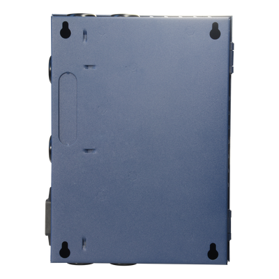Slim power distribution box - 1 AC 220 V 5OHz input - 4 copper pair outputs - Resettable protection fuse - Output voltage 12 V / 60 W - Metal body