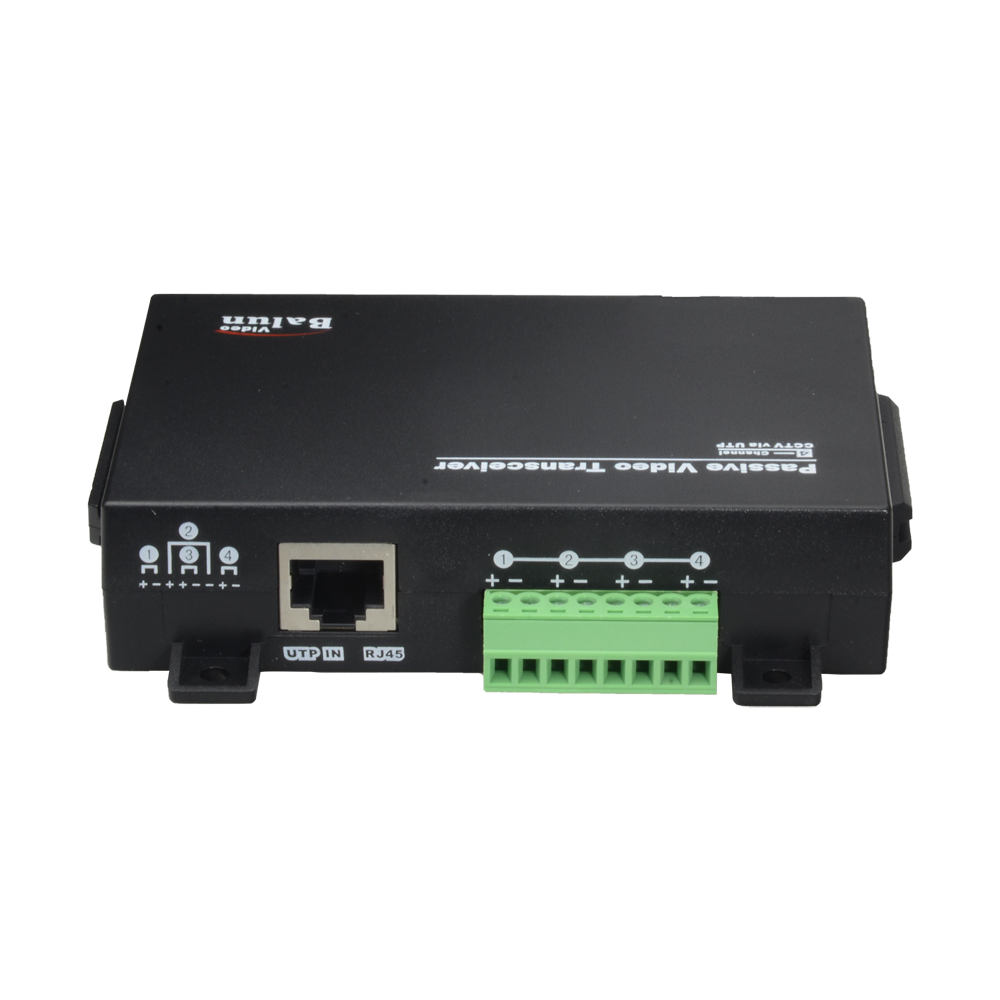 Video Balun per HDTVI / HDCVI / AHD /CVBS - 4 canali passivi - Include 4 BA612P-HAC - Connessione BNC e RJ45 - Distanza: 180 ~ 440 m