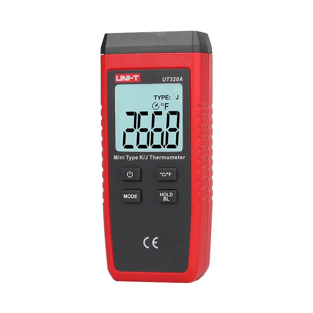 Thermometer with K and J type probes - Backlit display - High accuracy - Resistant to falls from 1m - Automatic shut-off