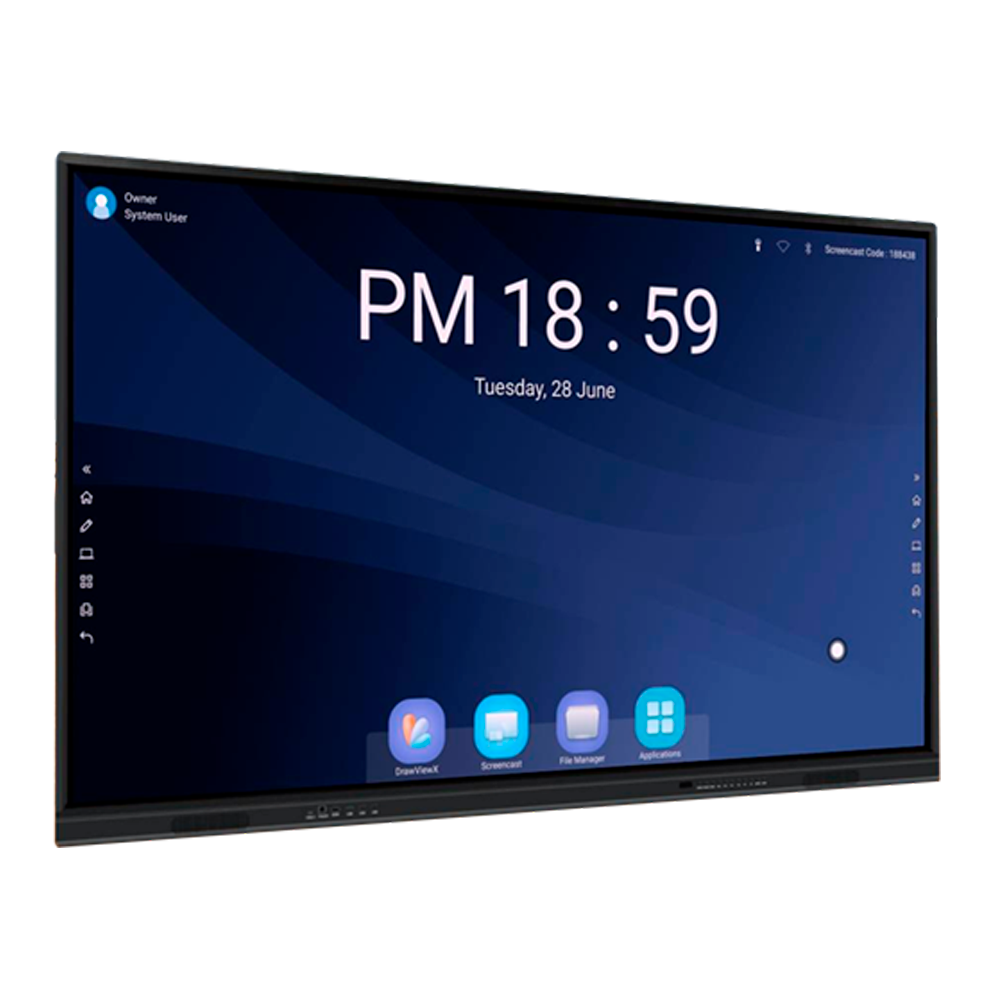 Monitor interattivo 75" con risoluzione 4K - Webcam USB con risoluzione 4K - Supporto da parete e da pavimento con manovella