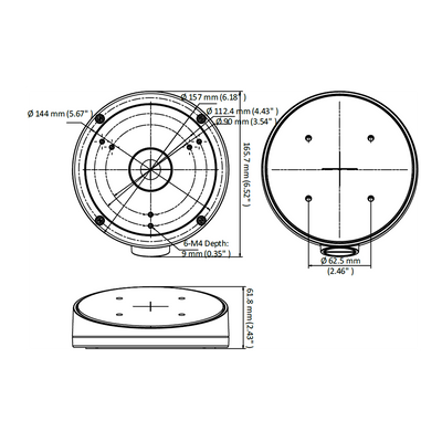 Junction box - For dome cameras - For outdoor use - Installation on sloping roofs - Black color - Cable gland