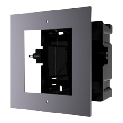 Front panel and flush-mounted register box - For 1 module - Specific for Safire video intercom systems - Compatible with Safire modules - Plastic box - Aeronautical aluminum panel