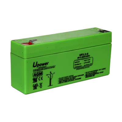 Upower - Rechargeable battery - AGM lead-acid technology - Voltage 6 V - Capacity 3.2 Ah - 66 x 134x 34/ 670g - For backup or direct use