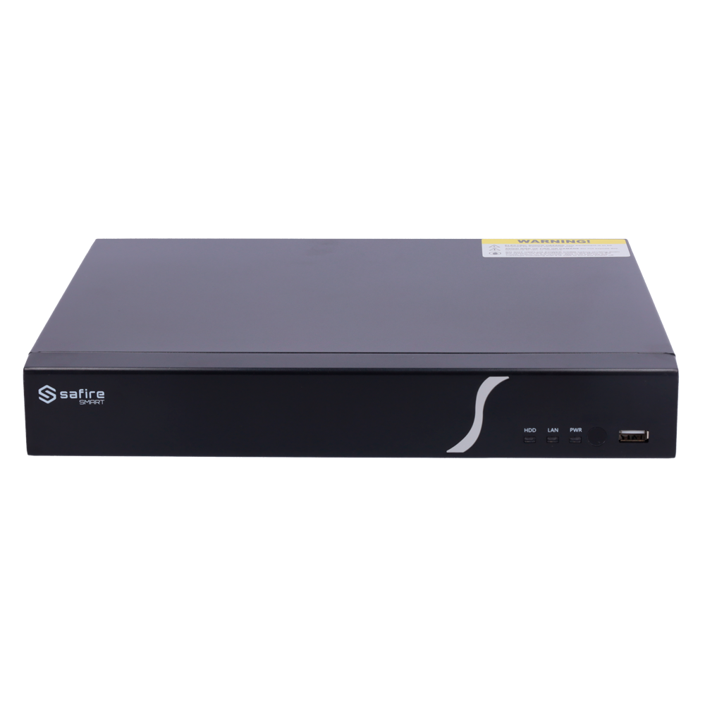 Safire Smart - Grabador de vídeo NVR para cámaras IP gama B1 - Vídeo 8CH PoE 96W / Compresión H.265 - Resolución hasta 8Mpx / Ancho de banda 80Mbps - Salida HDMI 4K y VGA - Soporta eventos VCA de cámaras IP / Función POS