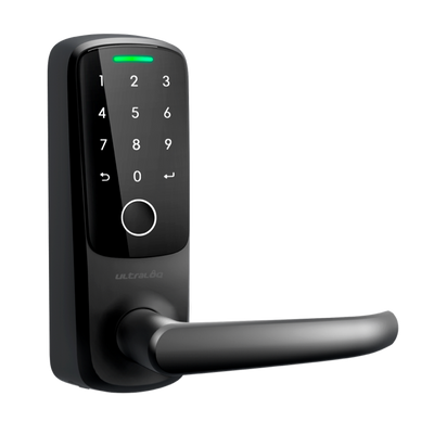 Anviz Ultraloq Smart Lock - Huella digital, PIN y aplicación - 50 usuarios | WiFi y Bluetooth - Autónomo 4 pilas AA - Aplicación móvil U-tec - Apto para exterior IP65
