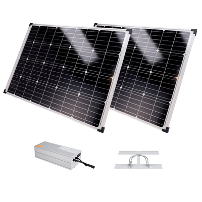 Sistema de alimentación autónoma para CCTV - 2x Panel solar de 150W - Batería LiFePo4 1920Wh (150Ah) salida 12/24VDC - Regulador MPPT integrado - Soporte para anclaje en mástil - RS-485 para comunicación