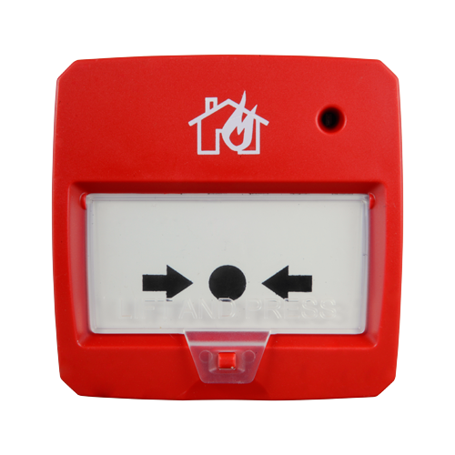 Conventional retriggerable push button - EN54 certified - LED indicator - Surface installation - Reactivated manually or with key