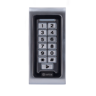 Controllo accessi autonomo - Accesso tramite scheda MF e PIN - Uscita relè, pulsante e campanello - Wiegand 26 - Controllo orario - Adatto per esterni IP68