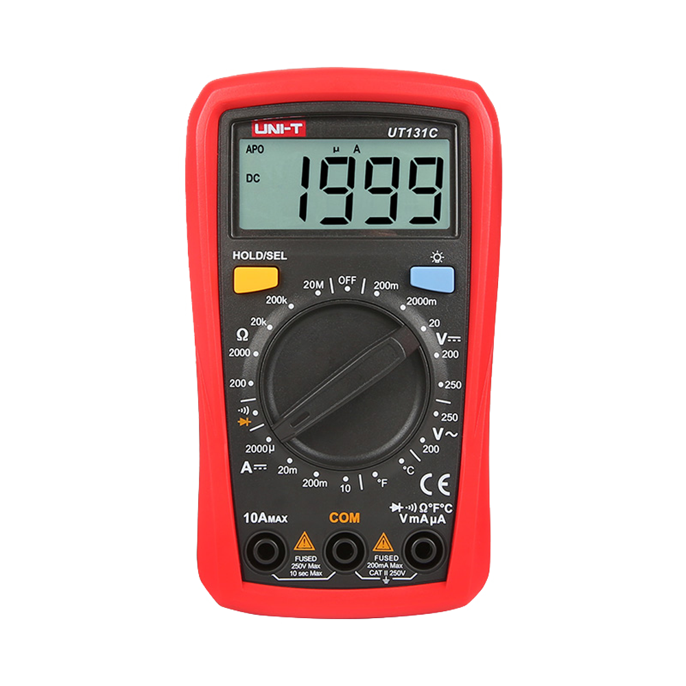Multimetro digitale portatile LCD - Misurazione della tensione DC e AC fino a 250V - Misura della corrente DC fino a 10A - Misura della temperatura - Misurazione di resistenza - Cicalino per test di continuità