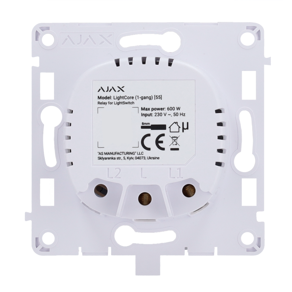 Ajax - LightSwitch LightCore (1 Gang) - Relay for single smart switch ...