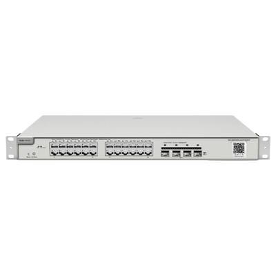 Reyee Cloud Layer 2 PoE Switch - 24 Port PoE Gigabit+ 4 10Gbps SFP+ - 30W per port 802.3af/at / Maximum 370W - Static LAG/DHCP Snooping/IGMP Snooping/Port Mirroring - VLAN/Port Isolation/STP/RSTP/ACL/ QoS - Rack Mount