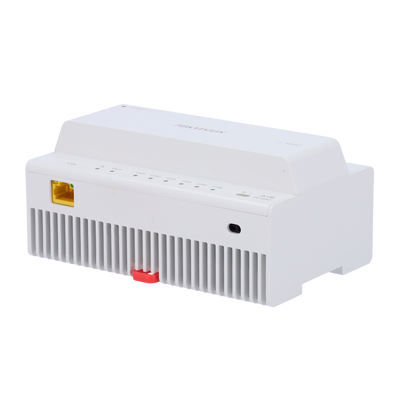 Convertidor para edificios - 2 hilos a IP - 6 grupos de 2 hilos - TCP/IP con RJ45 - Conexión con DS-KAD706Y - Montaje en superficie o carro DIN