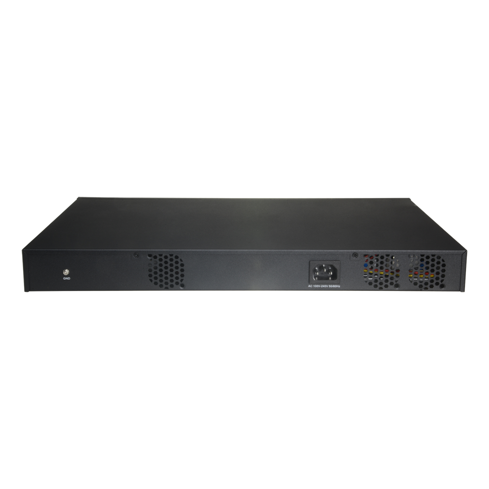 Switch PoE Gigabit - 24 Puertos PoE + 4 Puertos combi (SFP+RJ45) - Velocidad 10/100/1000 Mbps - Potencia 30 W por puerto - Potencia máxima total 350 W - IEEE802.3at (PoE) / af (PoE+) estándar
