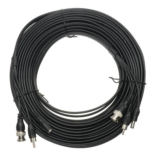 Combined cable RG59 + Audio + DC - Mini RG59 with BNC connector - Audio cable via RCA - Power cable via Jack - Length 20 m - Low losses