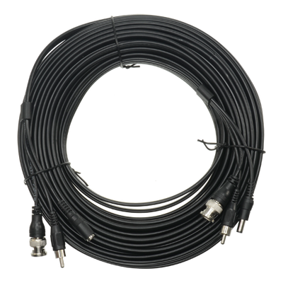 Combined cable RG59 + Audio + DC - Mini RG59 with BNC connector - Audio cable via RCA - Power cable via Jack - Length 20 m - Low losses