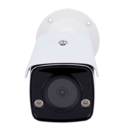 Cámara IP de 4 Mpx - Sensor de Ultra Baja Luz 1/2.7" - H.265+ | Lente de 2.8 mm | WDR | IR 60 m - Micrófono | Altavoz | Alarma | Luz con función disuasoria - Truesense2: Filtro mejorado para falsas alarmas