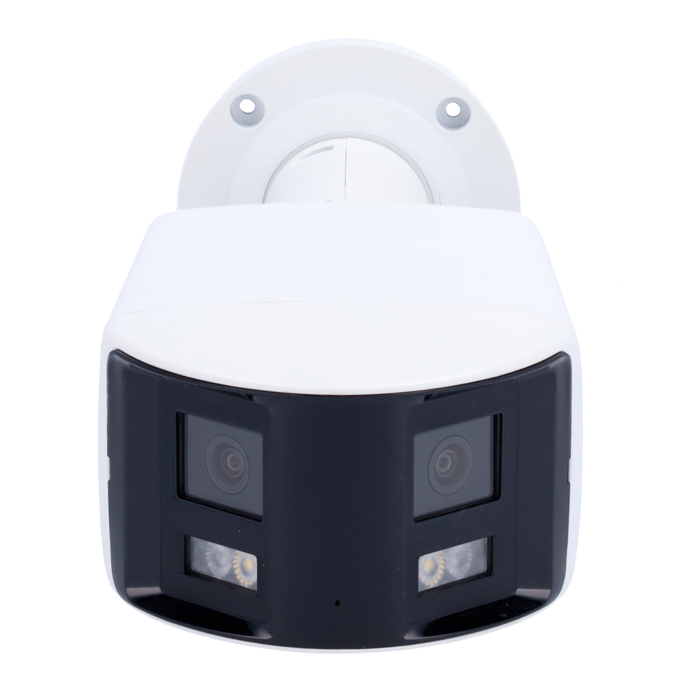 Telecamera Panoramica Bullet 4 Megapixel - 2x 1/2.5" Progressive Scan CMOS - Ottica 2.8mm, Visione panoramica 180º - IR Distanza 40m - Truesense2: Miglioramento del filtro per i falsi allarmi - Protezione IP67, PoE 802.3af