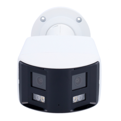 Telecamera Panoramica Bullet 4 Megapixel - 2x 1/2.5" Progressive Scan CMOS - Ottica 2.8mm, Visione panoramica 180º - IR Distanza 40m - Truesense2: Miglioramento del filtro per i falsi allarmi - Protezione IP67, PoE 802.3af