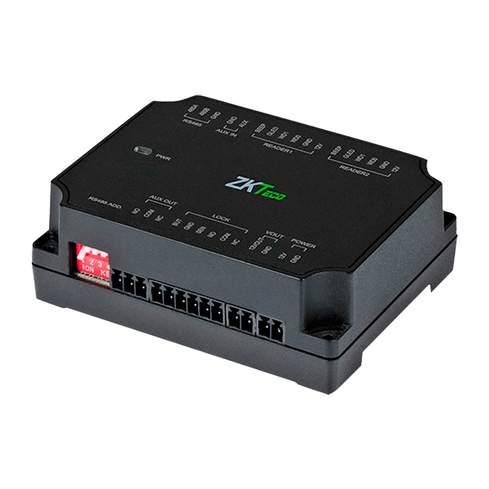 Controlador de acceso extensor - Acceso con tarjeta o contraseña - Comunicación RS485 - 2 lectores Wiegand - Salida de relé para 1 puerta - Requiere controlador maestro ZK-C2-260