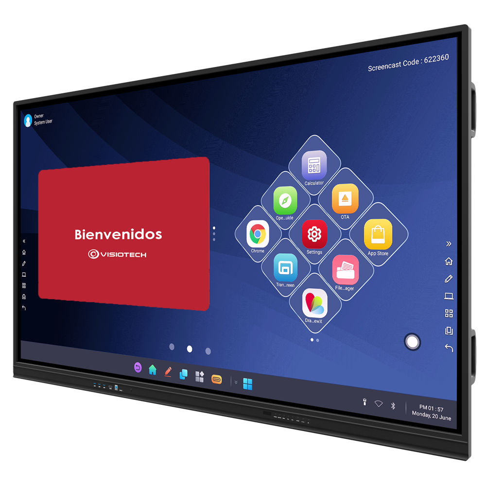 Schermo interattivo IBOARD 86'' 4K - Risoluzione 3840x2160 - Ingressi HDMI, VGA, DP, Type-C, LAN, USB, OPS - Angolo di visione 178º - Microfono e altoparlanti integrati