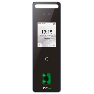 Access and presence control IP65 - Facial, key, MF card and PIN - 3,000 keys | 200,000 registers - 2.4" TFT touch screen | TCP/IP, WiFi, RS485 and Wiegand - Compatible ZKBioAccess, ZKBioCV, GoTimeCloud - ZKBioTime8 software 2 units included