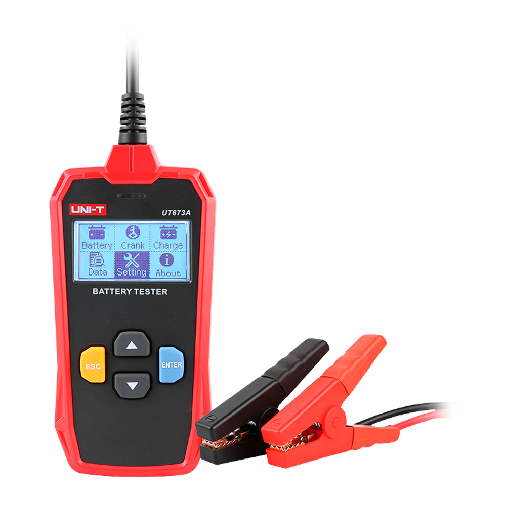 Tester per batterie - Misura capacità, tensione, resistenza e stato - Tester di carica e di avviamento delle batterie 12V/24V - Adatto per testare fino a 10 tipi di batterie
