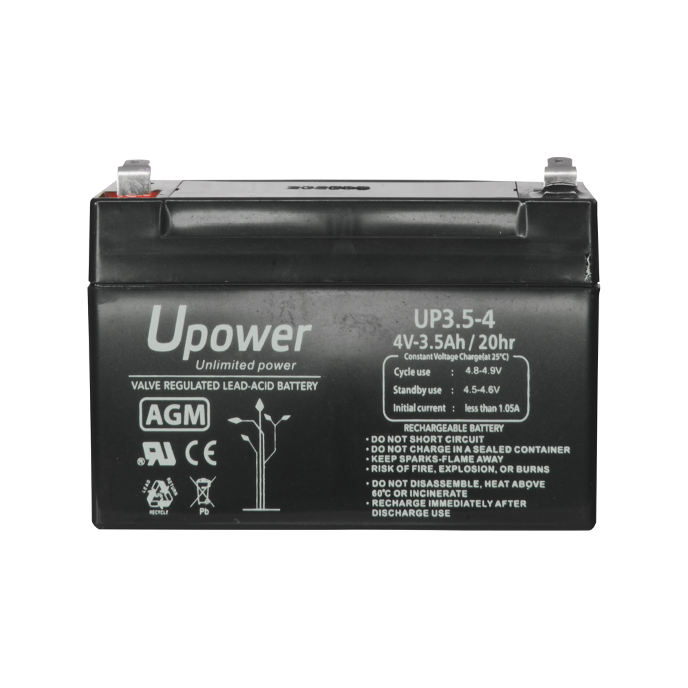 Upower - Batería recargable - Tecnología plomo-ácido AGM - Voltaje 4 V - Capacidad 3,5 Ah - 65 x 90x x 34/ 420g - Para respaldo o uso directo