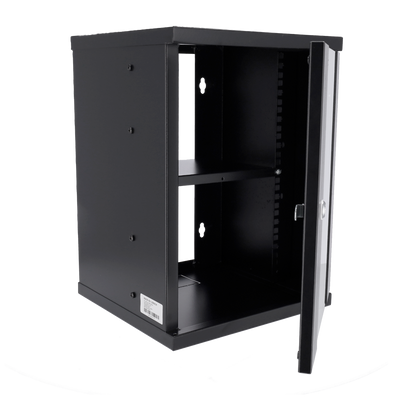 Wall-mounted rack cabinet - Up to 9U 10" racks - Up to 15 kg load - With cable ducts - Tray included - Depth 300 mm
