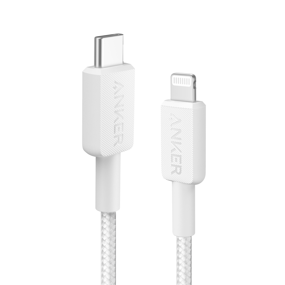 Anker - Cable USB2.0  - Carga rápida - USB-C a Lightning - Cubierta de metal trenzado  - Longitud 0.9m | Color blanco