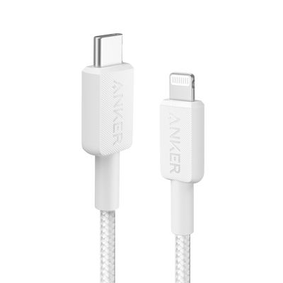 Anker - Cable USB2.0  - Carga rápida - USB-C a Lightning - Cubierta de metal trenzado  - Longitud 0.9m | Color blanco