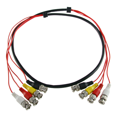 Cable múltiple preparado - BNC macho a BNC macho - 4 uniones coaxiales - Longitud 1,5 m - Para conectar Balun a DVR - Compatible con BA614P y PV3208PH