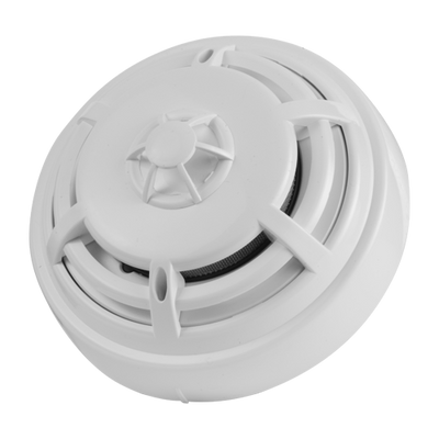 Detector de Incendios Óptico Térmico Convencional - Certificado EN54 parte 5-7 - Alarma LED dual para visualización desde cualquier lugar - Fabricado en material ABS resistente al calor - No incluye base - Compatible con bases V2