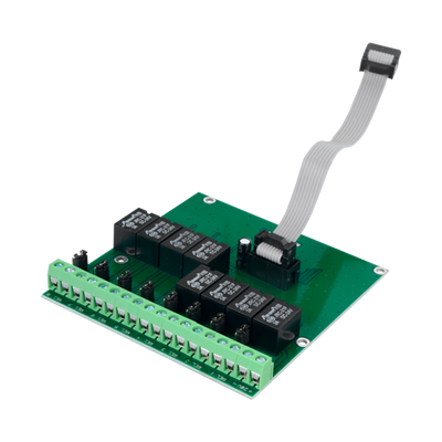 Modulo relè convenzionale DMTECH - 8 uscite relé - Fino a 3A/125VAC o 3A/30VDC - Alimentato dalla centrale - Compatibile con i pannelli antincendio DMTECH