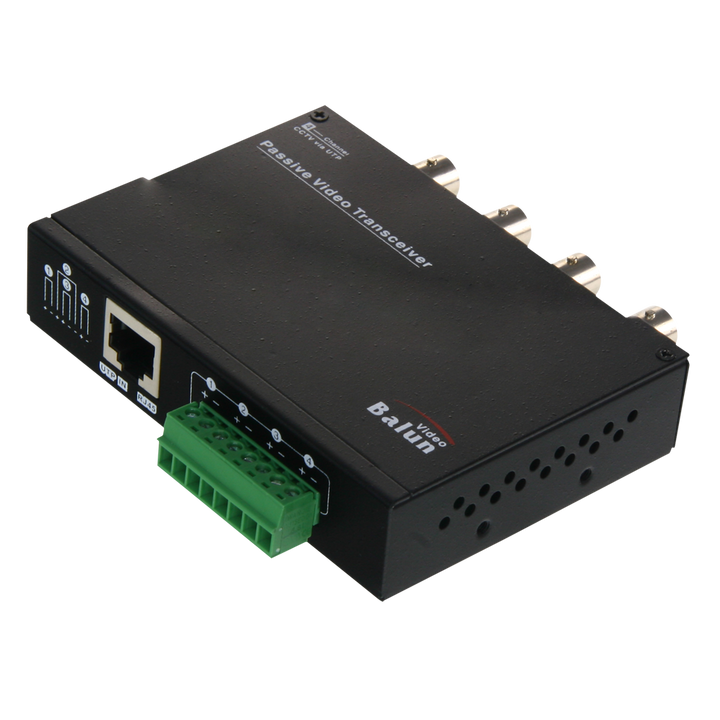 Video Balun for HDTVI / HDCVI / AHD /CVBS - 4 Passive Channels - Includes 4 BA612P-HACs - BNC & RJ45 Connection - Distance: 180 ~ 440m
