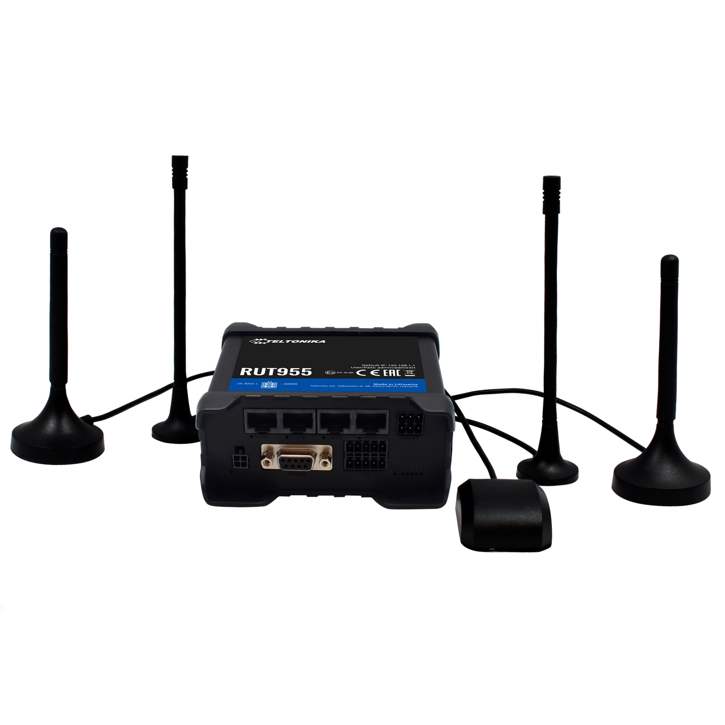 Teltonika Router 4G Industriale - 4 porte Ethernet RJ45 Fast Ethernet - Dual SIM 4G (LTE) Cat 4 fino a 150Mbps - 3x Ingresso + 3x Uscita Digitale + RS232 + RS485 - Wi-Fi 802.11b/g/n 2.4GHz - GNSS + Slot per Micro SD