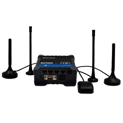 Teltonika Router 4G Industriale - 4 porte Ethernet RJ45 Fast Ethernet - Dual SIM 4G (LTE) Cat 4 fino a 150Mbps - 3x Ingresso + 3x Uscita Digitale + RS232 + RS485 - Wi-Fi 802.11b/g/n 2.4GHz - GNSS + Slot per Micro SD