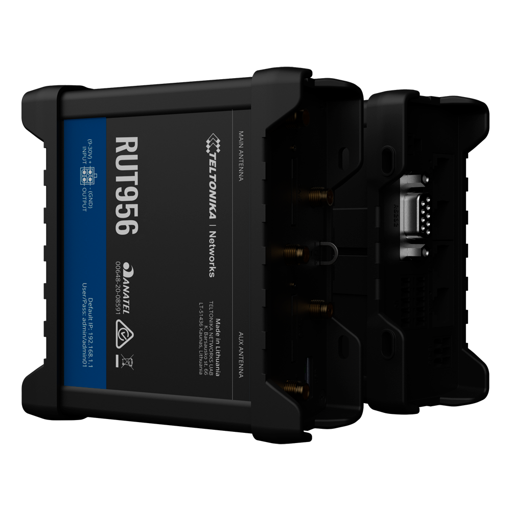 Teltonika Router 4G Industriale - 4 porte Ethernet RJ45 Fast Ethernet - Dual SIM 4G (LTE) Cat 4 fino a 150Mbps - 3x Ingresso + 3x Uscita Digitale + RS232 + RS485 - Wi-Fi 802.11b/g/n 2.4GHz - GNSS