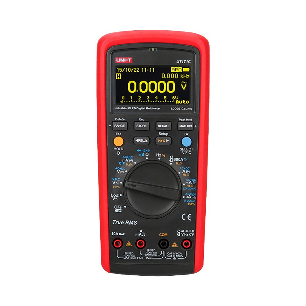 Digital multimeter - PC connection for data transfer - AC/DC measurement: up to 1000V and 10A - Resistance, capacitance and frequency measurement - Temperature measurement between -40°C~1000°C - True RMS | Continuity of the Buzzer | Diode test