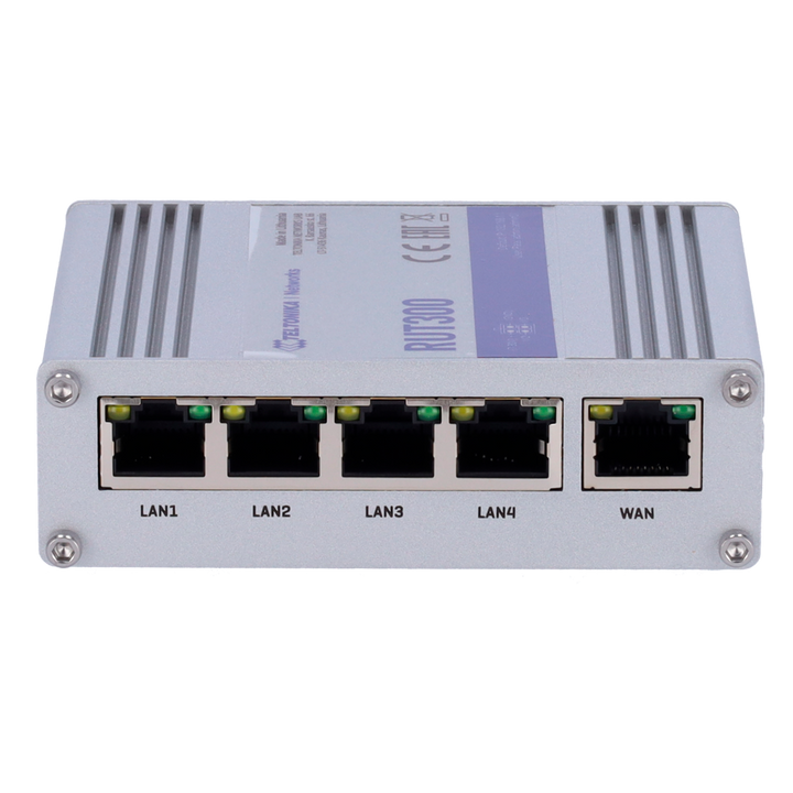 Teltonika Router Industriale - 5 porte Ethernet RJ45 Fast Ethernet - USB 2.0  - 2x Ingressi + 2 Uscite Digitali - Alloggiamento in Alluminio