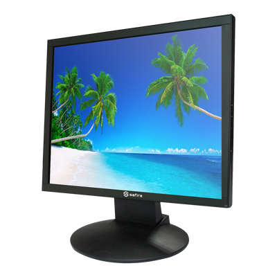 Monitor SAFIRE LED 19" - Progettato per la videosorveglianza 24/7 - HDMI, VGA, BNC e Audio - Risoluzione 1280x1024 - altoparlanti integrati - Supporto VESA 75x75 mm
