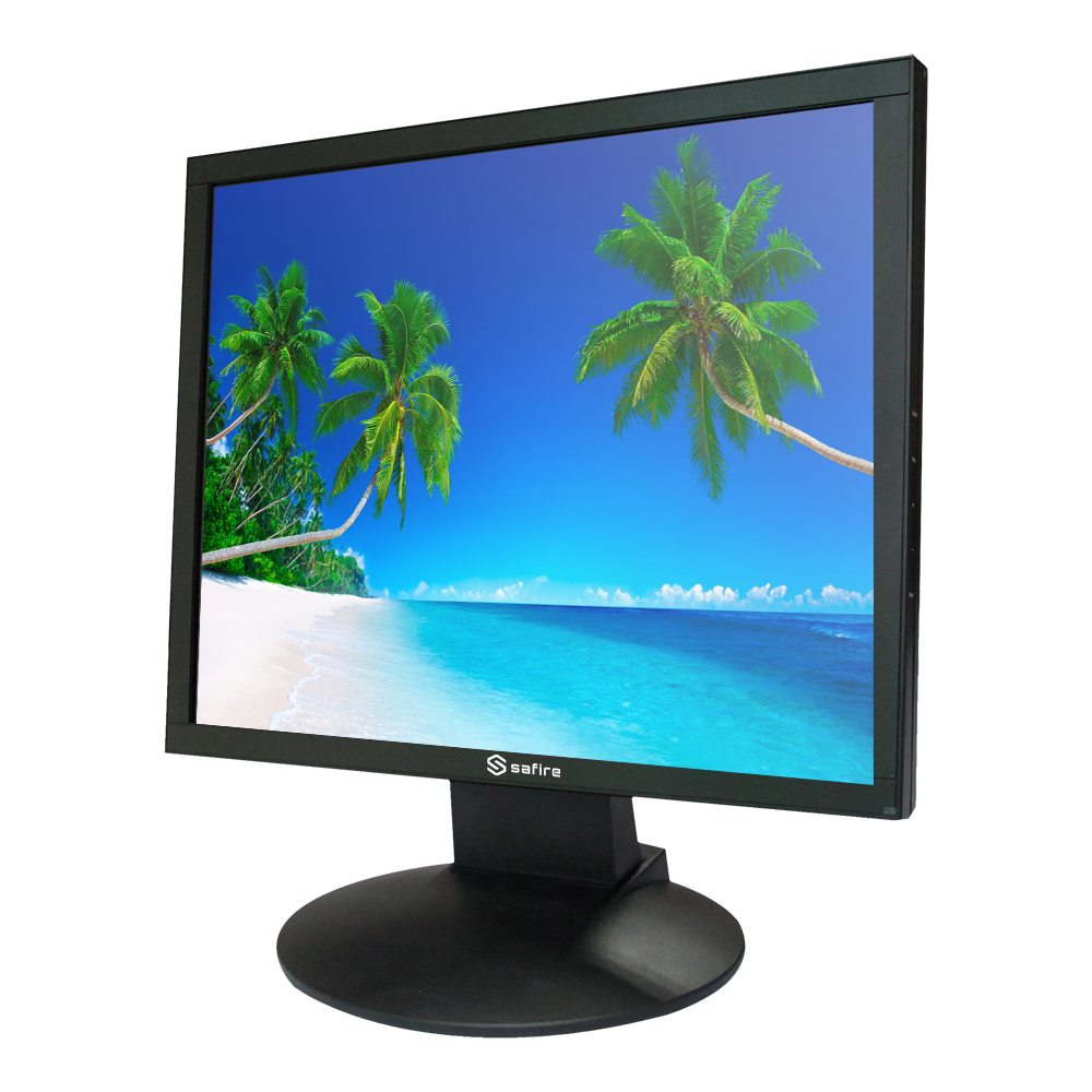Monitor SAFIRE LED 19" - Progettato per la videosorveglianza 24/7 - HDMI, VGA, BNC e Audio - Risoluzione 1280x1024 - altoparlanti integrati - Supporto VESA 75x75 mm